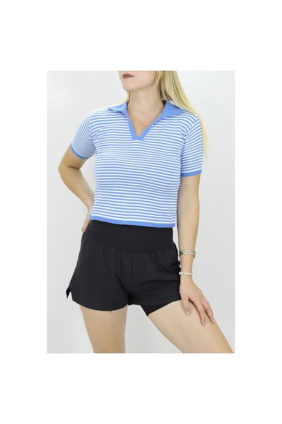 Lukas Blue Polo Neck Striped T-Shirt - 140.055