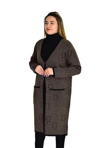 First Örme Tricotaj de damă Cardigan lung UC1574 BGL-ST03457
