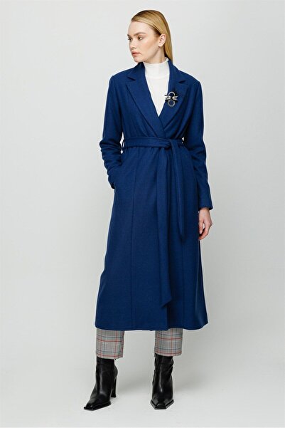 Esswaap Erkek Yaka Aksesuarlı Kaban Indigo