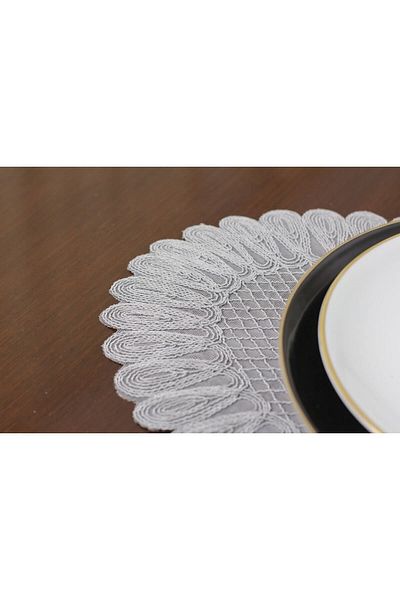 Tropikhome Vivien Gray Embroidered Supla and Runner Set for 6 People - Table and Presentation Set