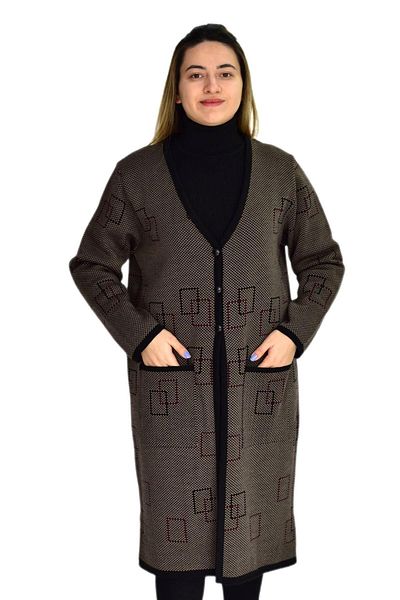 First Örme Tricotaj de damă Cardigan lung UC1574 BGL-ST03457