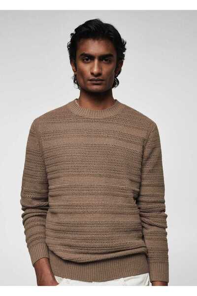 MANGO Man Pullover aus perforierter Baumwolle