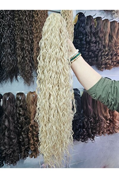 AKOLİFE Păr cu coadă de cal cu cataramă ondulată galbenă platină - volum suplimentar