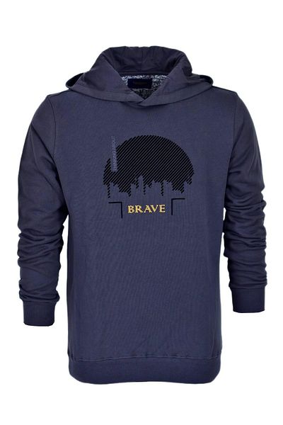 Raymons Men's Hooded Printed Basic Sweatshirt R2219 BGL-ST03193