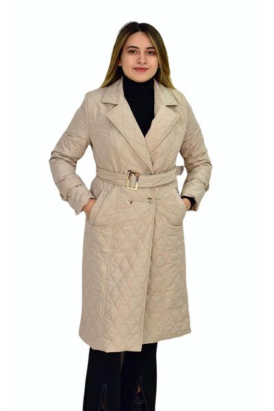 ressam Women's Quilted Diamond Stitched Coat K3140 BGL-ST03290