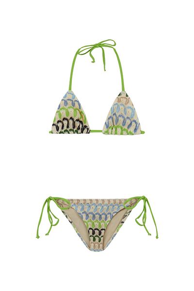 AQUELLA Colorful Triangle Patterned Girl's Knitwear Bikini Set