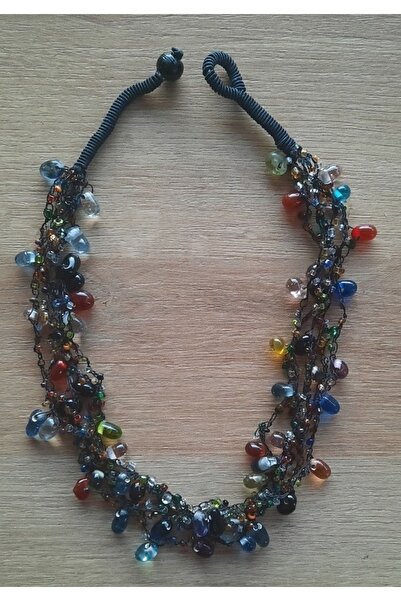 Hippybutik Renkli Murano Cam Elişi Tasarım Kolye