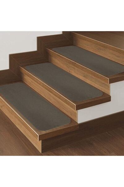 Stepmat Bej Velür Kaymaz Tabanlı Merdiven Basamak Paspası / Halısı