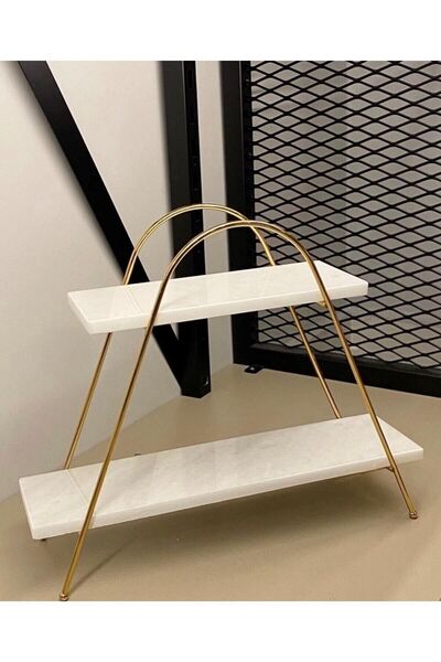 THK STORE Iki Katlı Mermer Sunumluk Gold