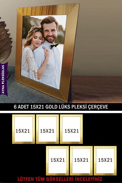 Bytwo 6 Pieces 15x21 A5 Gold Mirror Plexiglass Frame - Luxury Plexiglass Frame