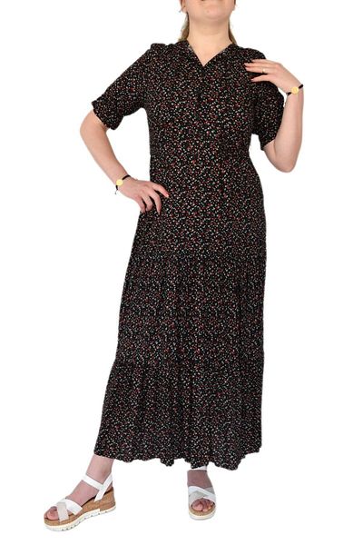 Woow Rochie de damă cu mâneci florale, cu guler adunat, cu șireturi Bgl-st02110