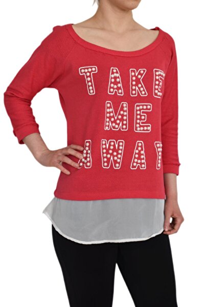 BRG JEANS Women's Bead Embroidered Boat Neck Sweatshirt Brg-37415