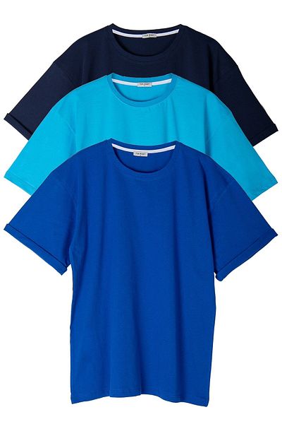LEONE KOLEKSİYON Μπλουζάκι Unisex Navy-Μαύρο-Τυρκουάζ Χρώμα Oversize 3-Pece