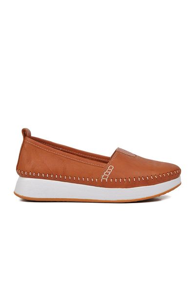 AYAKMOD 24075 Tan Genuine Leather Women's Casual Shoes