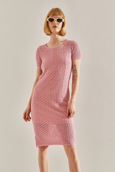 Bianco Lucci Ανοιχτό Γυναικείο Φόρεμα - Σχέδιο με φόδρα