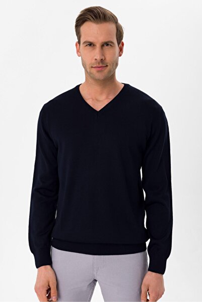 SÜVARİ V Yaka Regular Kalıp Düz Triko