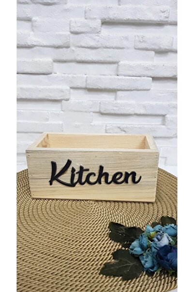TARIK HOME علبة خشبية مكتوبة من KITCHEN، صندوق منظم للمطبخ، حامل منظم