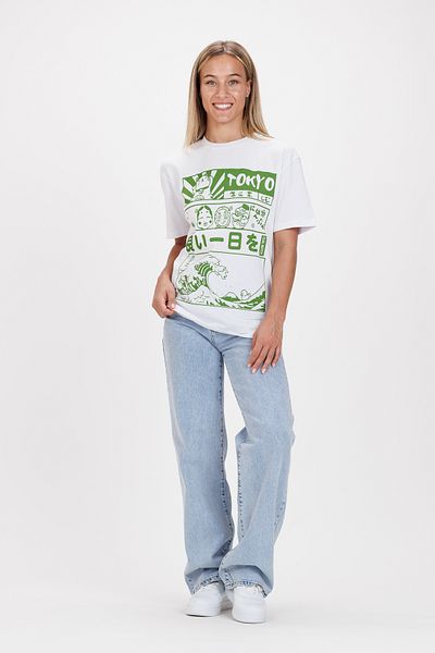 Ecrou Γυναικείο μπλουζάκι Tokyo Printed Oversize Λευκό
