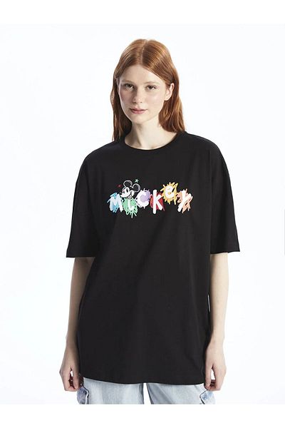 LC Waikiki XSIDE Crew Neck Mickey Mouse Printed Short Sleeve Women's T-Shirt