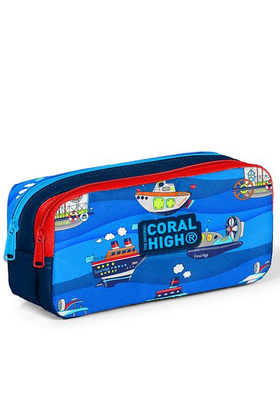 Coral High Παιδική τσάντα στυλό δύο τμημάτων Navy Blue Ship 22162