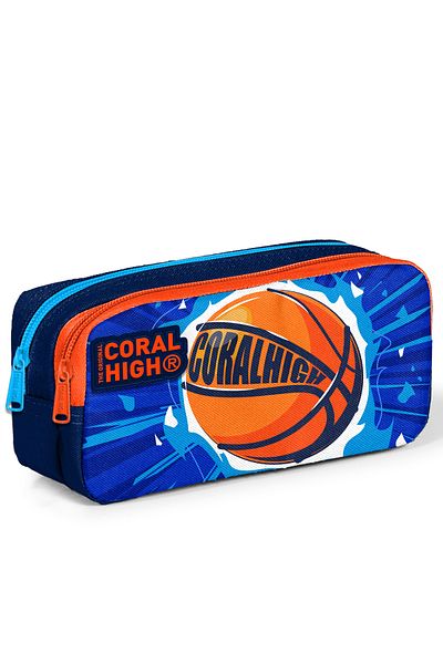 Coral High Παιδική τσάντα μολυβιού σε μπλε ναυτικό μπλε μπάσκετ με μοτίβο δύο τμημάτων 12066