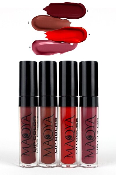 MAQYA Cosmetics 4'lü Likit Fırçalı Ruj Serileri (a-b) / 4 Liquid Brushed Lips...