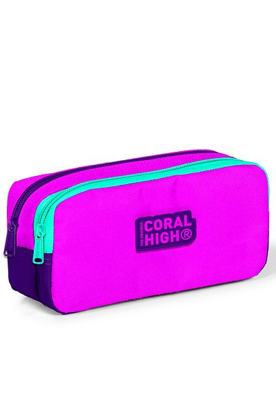 Coral High Παιδική ροζ μωβ τσάντα στυλό δύο τμημάτων 12062
