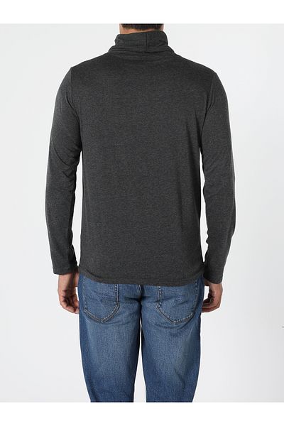 Colin's Regular Fit Half Fisherman Men's Antra Melange Long Sleeve T-Shirt Cl1036982