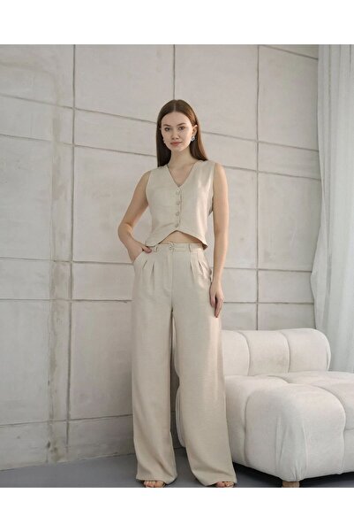 ZF BUTİK Sofia Leinen - Set aus Weste und Hose mit Taschen