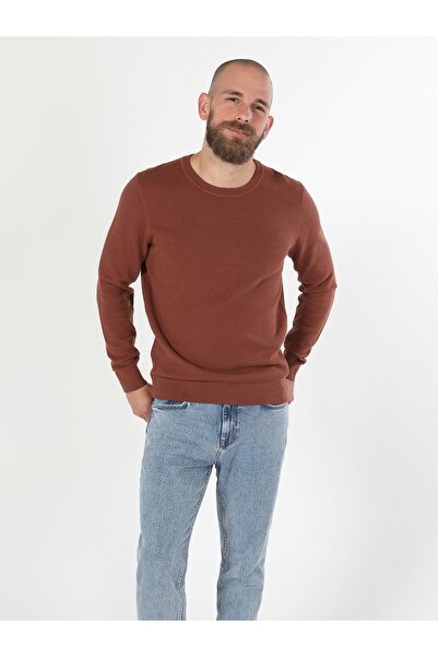 Colin's Orange Crew Neck Regular Fit Men's Sweater - Cl 1046786