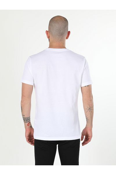 Colin's Tricou cu mânecă scurtă pentru bărbați, alb, tricotat, cu decolteu, cu croială normală Cl 1056656