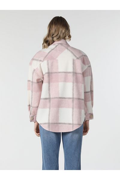 Colin's Pink Plaid Patterned Regular Fit Women's Coat - Pocket Detailed CL 1057322