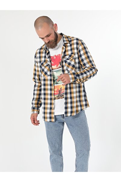 Colin's Cămașă galbenă pentru bărbați cu mânecă lungă slim fit - Cl 1057639