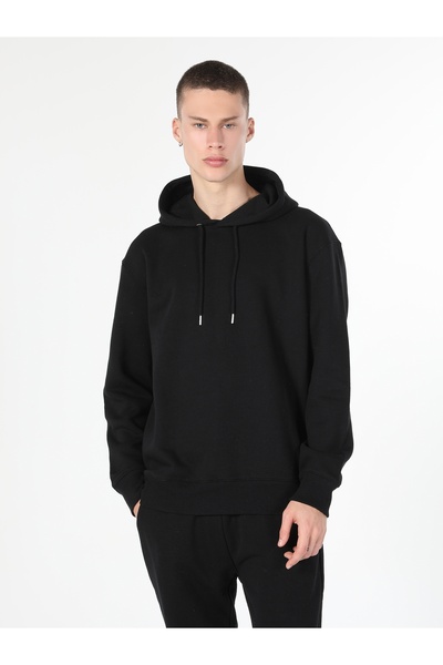 Colin's Hanorac negru cu glugă pentru bărbați, cu croiala normală - Cl 1055786