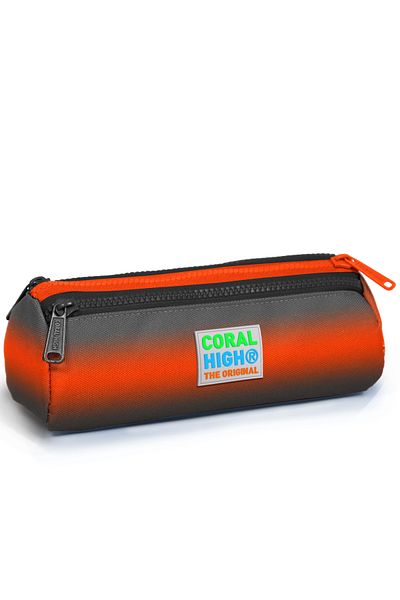 Coral High Παιδική γκρι πορτοκαλί τσάντα στυλό τριών διαμερισμάτων 22048