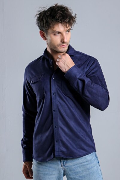 Stilkombin Double Pocket Covered Seasonal Suede Shirt Yxc U16463-40211