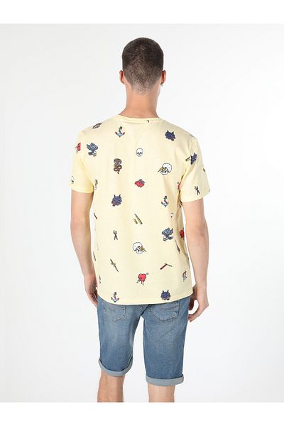 Colin's Regular Fit Crew Neck Printed Yellow Men's Short Sleeve T-Shirt Cl 1058663