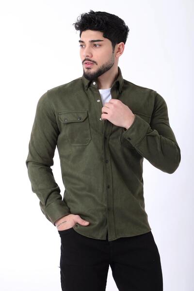 Stilkombin Double Pocket Covered Seasonal Suede Shirt YXC U16463-40211