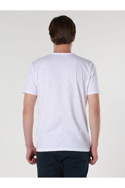 Colin's Tricou alb cu decolteu în V, cu croiala normală, pentru bărbați - Cl 1058584