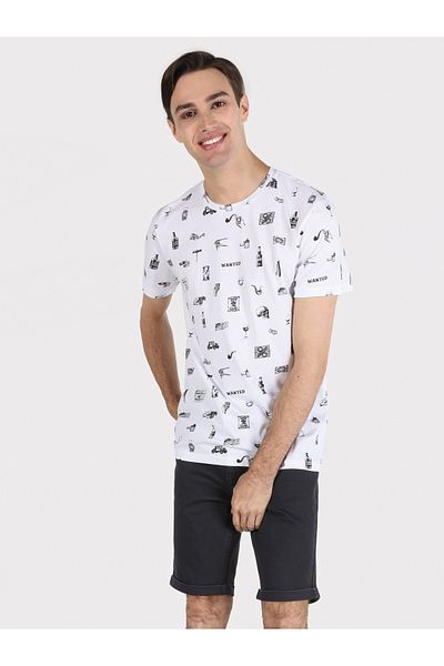 Colin's Tricou cu mânecă scurtă cu imprimeu alb pentru bărbați - Regular Fit Cl 1057944