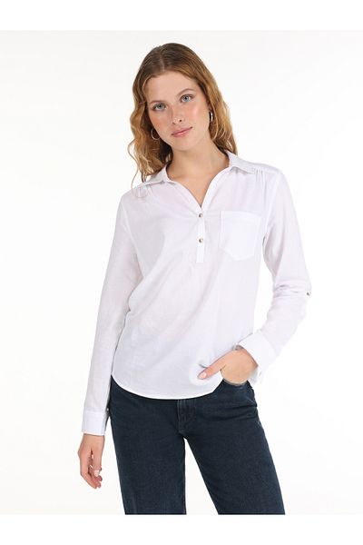 Colin's Bluză albă de damă Regular Fit - mânecă lungă Cl 1058747