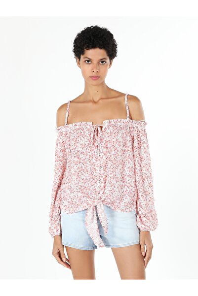 Colin's Regular Fit Çiçek Baskılı Pembe Kadın Uzun Kol Gömlek Cl1058730