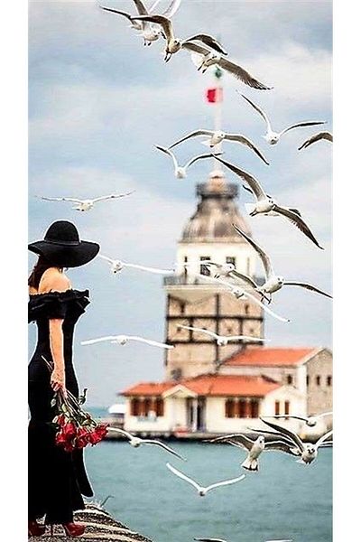 MARCEL SANAT 33x61cm Istanbul Maiden's Tower Diamond Mosaic Painting