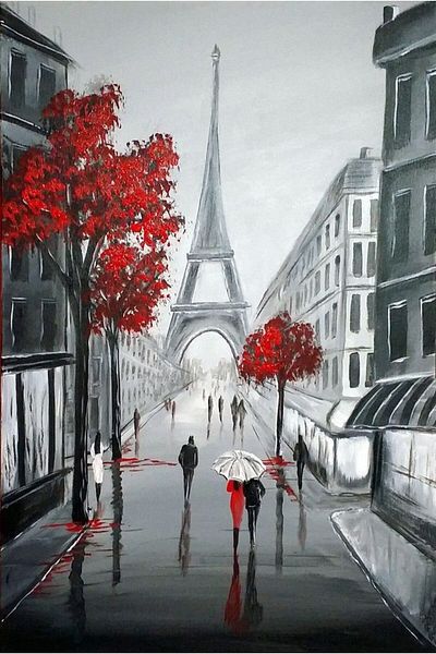 MARCEL SANAT Diamond Mosaic Painting on the Rainy Paris Eiffel Tower - 38x58 Cm