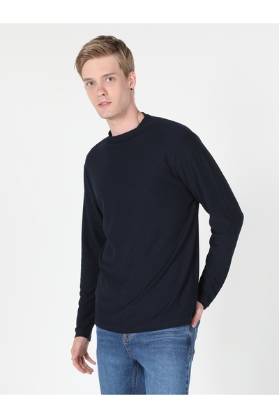 Colin's Ανδρικό μακρυμάνικο μπλουζάκι Navy Blue Regular Fit - Half Fisherman ...
