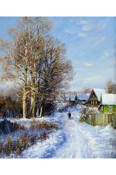 MARCEL SANAT Snowy Village Road Marcel Art Diamond Mosaic Painting 51x61cm
