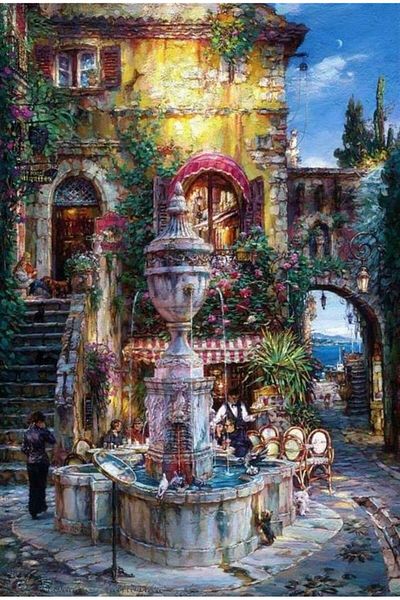 MARCEL SANAT Floral Courtyard Diamond Mosaic Painting 36x53cm