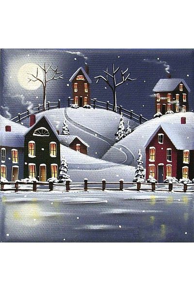 MARCEL SANAT Night in the Snowy Town Marcel Art Diamond Mosaic Painting 51x51cm