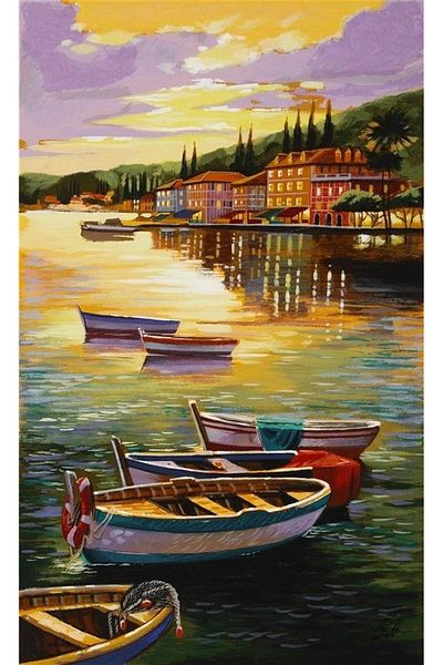 MARCEL SANAT Little Boats on the Shore Pixart Art Diamond Mosaic Painting Diamond Türkiye30*51