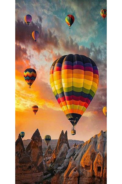 MARCEL SANAT Cappadocia And Colorful Balloons Diamond Mosaic Painting 35x70 Cm